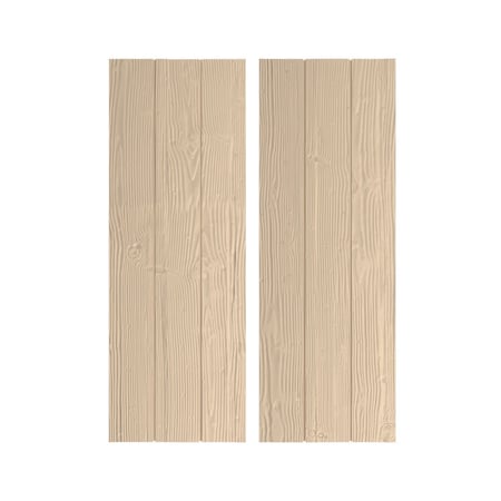 Rustic Three Board Joined Board-n-Batten Sandblasted Faux Wood Shutters W/No Batten, 16 1/2W X 58H